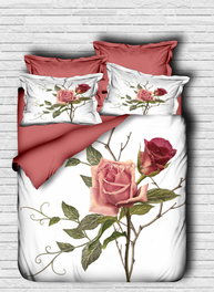 L'essentiel linge de maison Juego de funda de edredón individual Rosa, blanco y verde